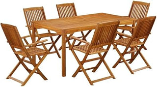 Oil Finish Wooden Patio Set Dining Table and Chairs, Durable Wood Construction for Backyard, Garden, Outdoor Entertaining Spaces