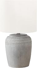 Monarch Specialties I 9780 Lighting - 17" H Table Lamp Grey Ceramic/Ivory Shade