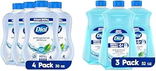 Dial Antibacterial Spring Water Hand Wash Refill Bundle - Foaming Hand Wash 30 Ounce (Pack of 4) and Liquid Hand Soap Refill 52 Ounce (Pack of 3)