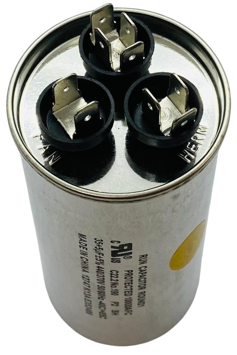 Round Motor Capacitor by Supco – 0.5500, Metal, Silver, Model SUPCO-CD35+5X440R