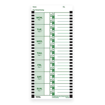 E8-100 Weekly Time Cards by Lathem – 4" x 9", Paper, white, Model E8100
