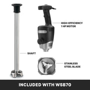 Commercial Big Stix Heavy Duty Stick Immersion Hand Held Blender by Waring – 50 Gallons/200-Quart Capacity, 50.0 gallons, Stainless Steel, Model WSB70