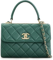 WHAT GOES AROUND COMES AROUND Women's Pre-Loved Chanel Green Lambskin Trendy Top Handle Small Bag