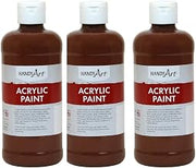 Handy Art Acrylic Paint, Burnt Sienna, 16 oz. Bottle, Pack of 3 (RPC101085-3)