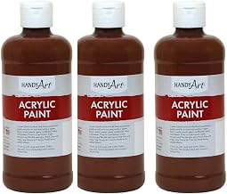 Handy Art Acrylic Paint, Burnt Sienna, 16 oz. Bottle, Pack of 3 (RPC101085-3)