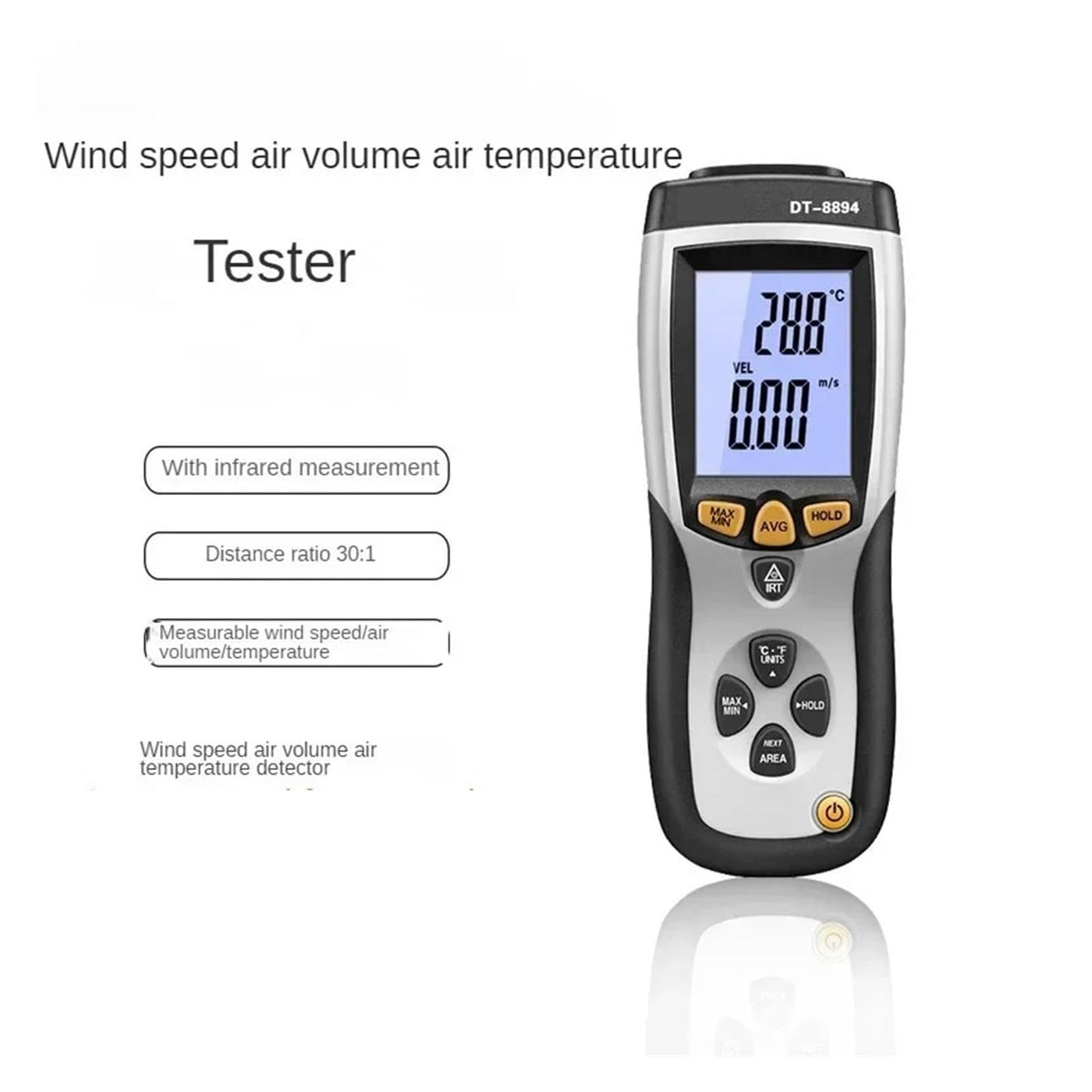 Anemometer DT-8894 Digital Wind Speed Wind Temperature Detecto Anemomete by WZUDGAVPXLHR – One Size, One Color, Model WZUDGAVPXLHR
