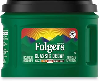 Folgers Decaf Coffee, Ground Coffee, Classic Medium Roast, 19.2 Ounce Canister