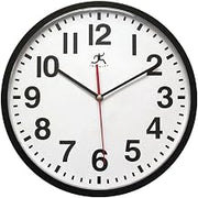 Infinity Instruments Black Plastic Prosaic Commercial Clock - 12"Dia