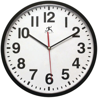 Black Plastic Prosaic Commercial Clock - 12"Dia by Infinity Instruments – Large, Plastic, Black, Model 90/1201 BLACK