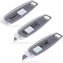 Steelite Mini Ceramic Box Cutter, 2-Stage Retractable Box Opener, Mini Magnetic Package Opener with Safety Lock, Small Utility Knife Ceramic Blades with Keychain Hole 3-pack