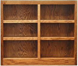 Furnifact Double Wide Bookcase with 6 Shelves, Dry Oak Engineered Wood Bookshelf for Home Office and Living Room Storage