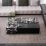 Coffee Table Marble Coffee Table for Small Living Rooms by DIEYPOL – 150x80x31CM, A, Model 7814