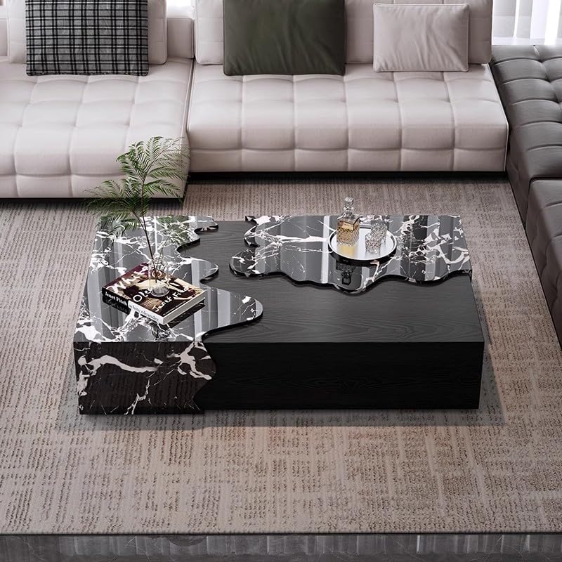 Coffee Table Marble Coffee Table for Small Living Rooms by DIEYPOL – 150x80x31CM, A, Model 7814