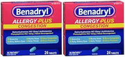 Benadryl Allergy Plus Congestion Tablets - 24 ct, Pack of 2