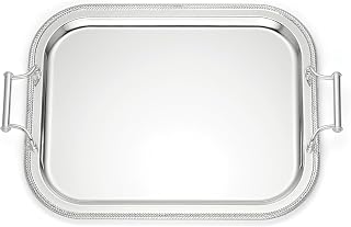Reed & Barton Engraved Silverplate Rectangular Tray with Handles, 16" | Personalized with Custom Engraving for Luxurious Home Display and Gifting