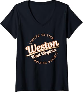 Womens Retro Athletic Weston WV Apparel V-Neck T-Shirt