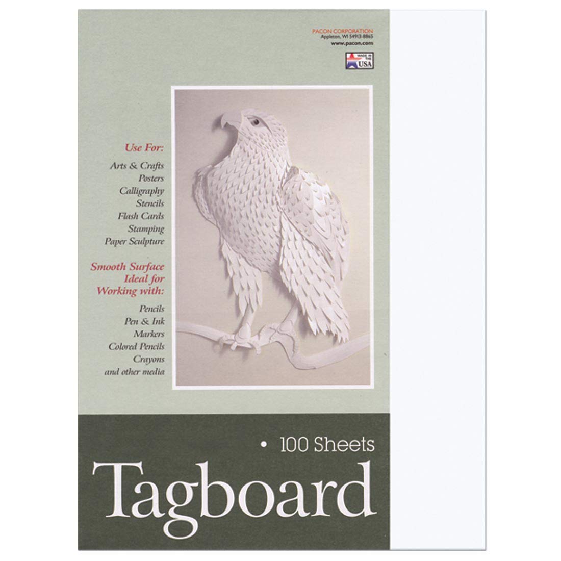 Medium Weight Tagboard by Pacon – 9inx12in, Paper, White, Pack of 100, Model 5281