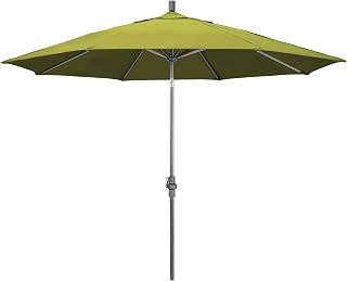 California Umbrella 11Ft Premium Patio Umbrella, Hand-Crank, Tilt-Collar, Gray Frame, Solution Dyed Kiwi Fabric