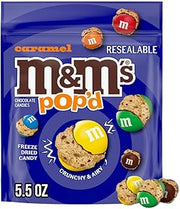 M&M's Pop'd Caramel Chocolate Crunchy Freeze-Dried Candy Bag 5.5 Oz | Shareable chocolate candy, crunchy candy bag, caramel candy, sweet snack, bagged candy, snack candy, candies