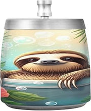 Cute Sloth Tropical Flower Bathtub Splash Ashtray with Lid, Outdoor Ashtrays for Patio
