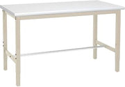 Global Industrial 72" W x 36" D Adjustable Height Workbench, 1-5/8" Thick Plastic Laminate Safety Edge, Tan