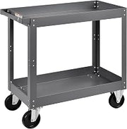 2 Shelf Deep Tray Steel Stock Cart by Global Industrial – 3"L x 16"W x 32"H, 12-Gauge Steel, Gray, Model 988837