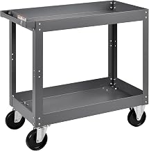 2 Shelf Deep Tray Steel Stock Cart by Global Industrial – 3"L x 16"W x 32"H, 12-Gauge Steel, Gray, Model 988837