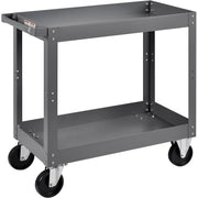 2 Shelf Deep Tray Steel Stock Cart by Global Industrial – 3"L x 16"W x 32"H, 12-Gauge Steel, Gray, Model 988837