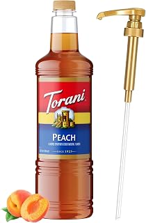 Torani Peach Syrup 1L with Pump Sweet Flavoring for Lemonades, Teas & Drinks