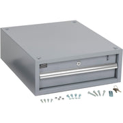 Stacking Workbench Drawer with Cylinder Lock and by Global Industrial – 20"L x 17.25"W x 6"H, Alloy Steel, Grey, Model 606957GY