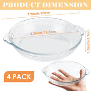 LDHHYH Glass Pie Dish Set, 7 Inch Round Baking Plate, Clear