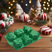 Apiocmy Silicone Mold Set, Large 3D Christmas Shapes with Scraper, Green