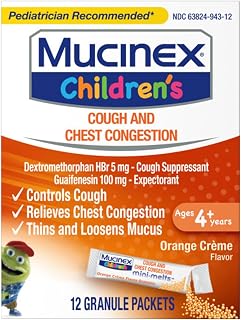 Mucinex Children's Chest Congestion Expectorant and Cough Suppressant Mini-Melts, Orange Cream, 12 Count (Packaging May Vary)