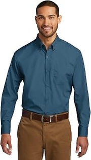 Port Authority Men's Long Sleeve Carefree Button-Down Poplin Shirt