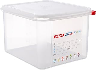 Araven Airtight Container, Food Pan with Lid for Storage in Kitchen and Restaurant, 1/2 GN 8" Deep, 1 Count, Clear