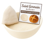 Saint Germain Bakery Round Banneton Basket with Liner, 9 Inch, Brown