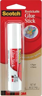 Scotch Repositionable Glue Stick 0.49 oz Acid Free and Non-Toxic