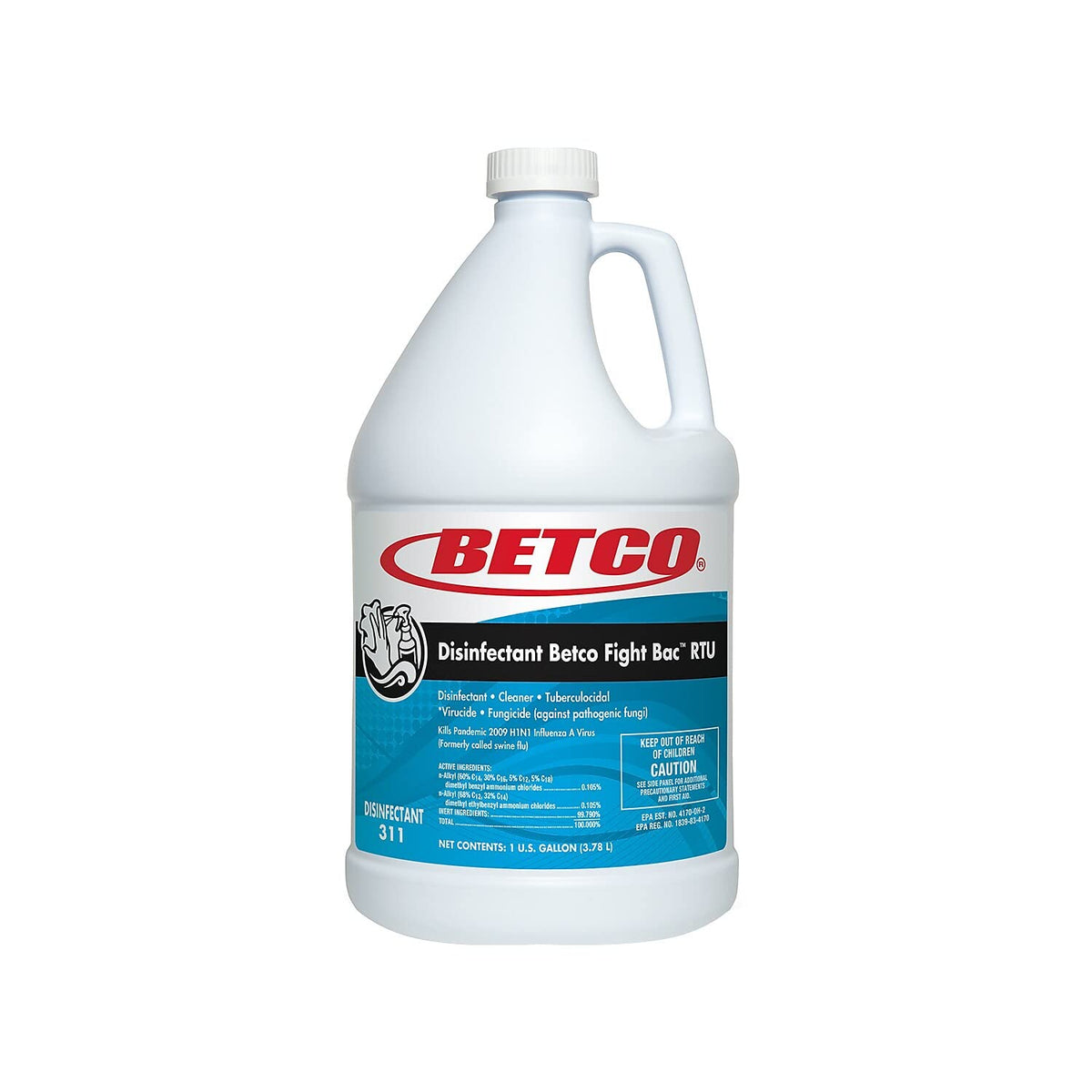 Fight-Bac Disinfectant -1 Each by Betco – 128 Fl Oz (Pack of 1), 1.0 gallons, Plastic, CLEAR, Model 3110400