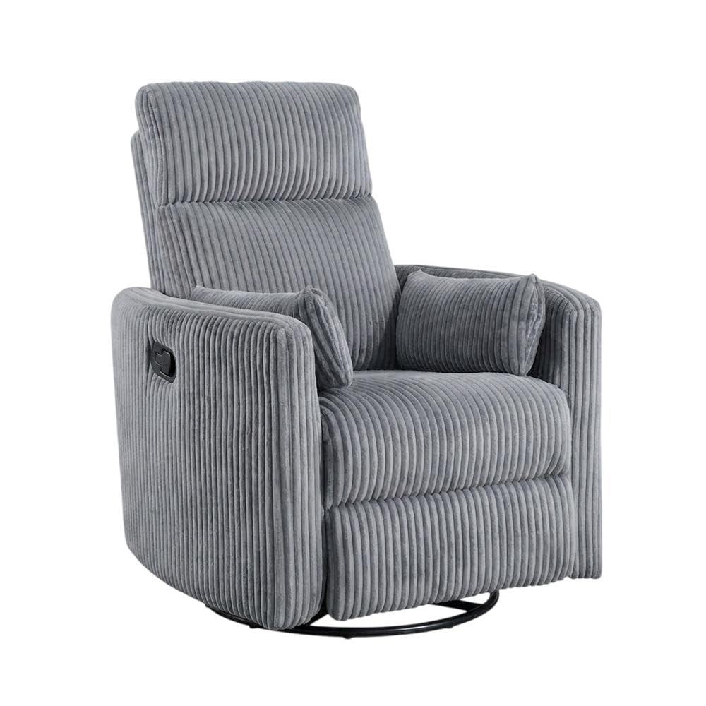 Corduroy Swivel Glider Recliner with Rocking Motion by Starlight Canyon Home – Corduroy, Grey