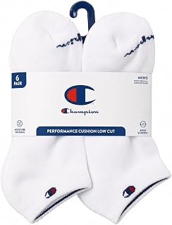 Champion Men's Cushioned Low Cut Socks 6-Pack - Moisture-Wicking Athletic Ankle Socks with Arch Support (Sizes 6-12)