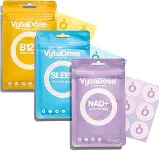 Vytadose Energy, NAD+ & Sleep Support Patch Trio – Topical, Skin-Friendly, Water-Resistant Patches for Daily Focus, Wellness, and Restful Routine