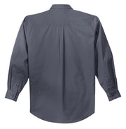 Men's Tall Long Sleeve Easy Care Button-Down Shirt by Port Authority – Cotton,Steel,Stone, Steel Grey/Light Stone, Model TLS608