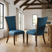 Linen-Upholstered Dining Chairs Set of by Furnifact – Wood, Blue, Pack of 2