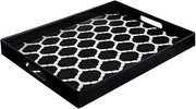 American Atelier Garden Lattice Rectangle Serving Tray, Black/White