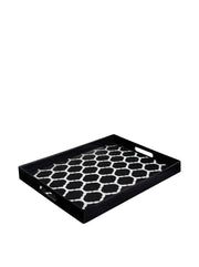 Garden Lattice Rectangle Serving Tray by American Atelier – 14" x 19" x 3", Melamine, Black/White, Model 1182362