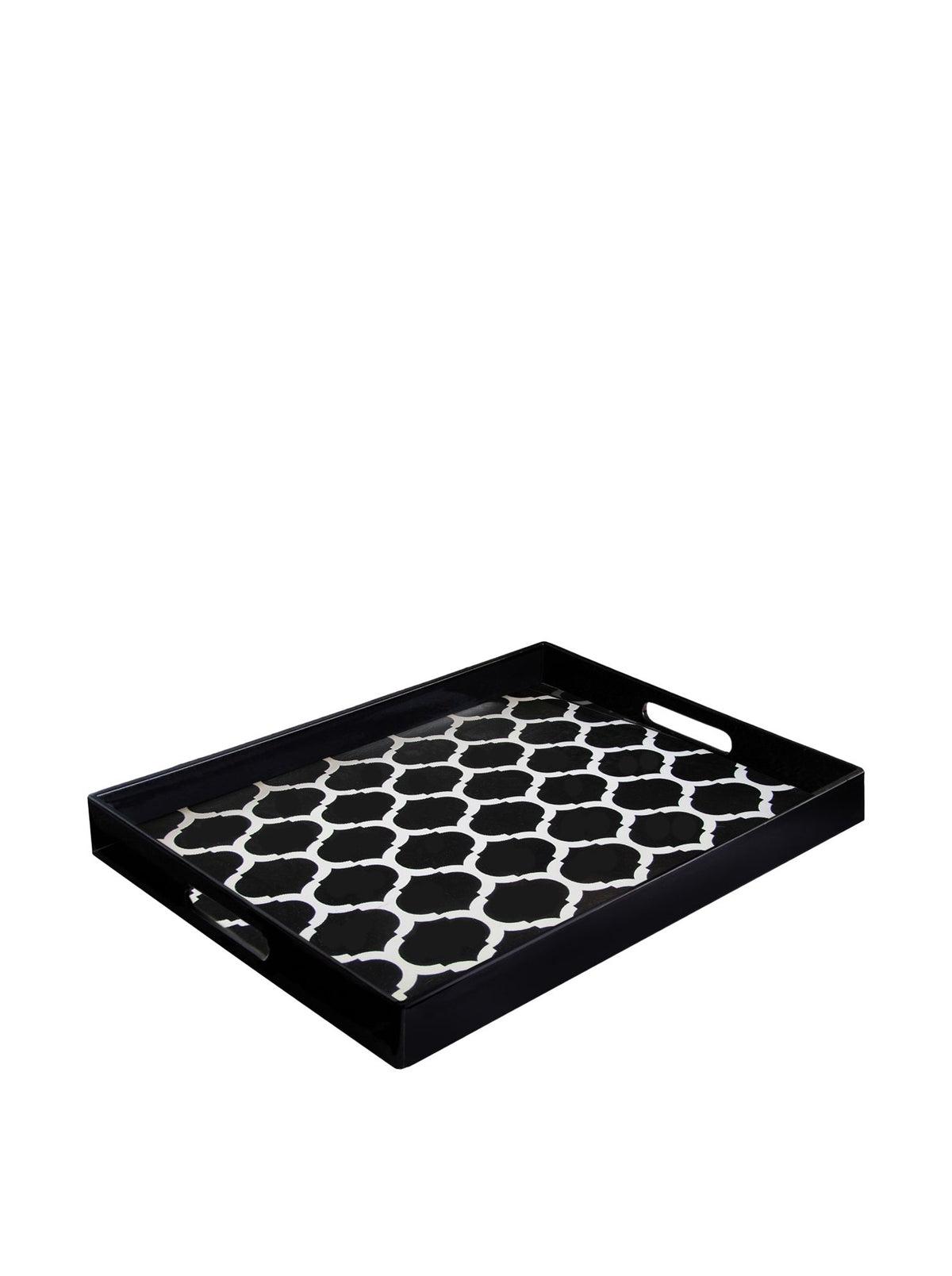Garden Lattice Rectangle Serving Tray by American Atelier – 14" x 19" x 3", Melamine, Black/White, Model 1182362