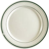 CAC China GS-5 5-1/2-Inch Greenbrier Green Band American Stoneware Round Plate, White, Box of 36