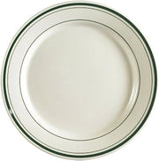 CAC China GS-7 7-1/8-Inch Greenbrier Green Band American Stoneware Round Plate, White, Box of 36