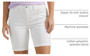 Women's Legendary Rolled Denim Bermuda Short White by Lee – Cotton, Polyester, Spandex, White, Model 112346689