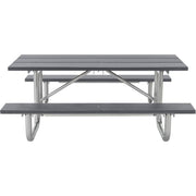 Outdoor 8'L Rectangular Picnic Table by Global Industrial – Recycled Plastic & Steel, Grey, Model 271675GY